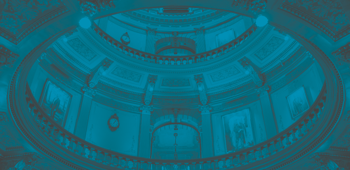 Ornate dome of the Michigan capitol.