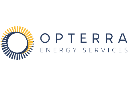 Logo for Opterra, the tagline reads, "Energy Services."