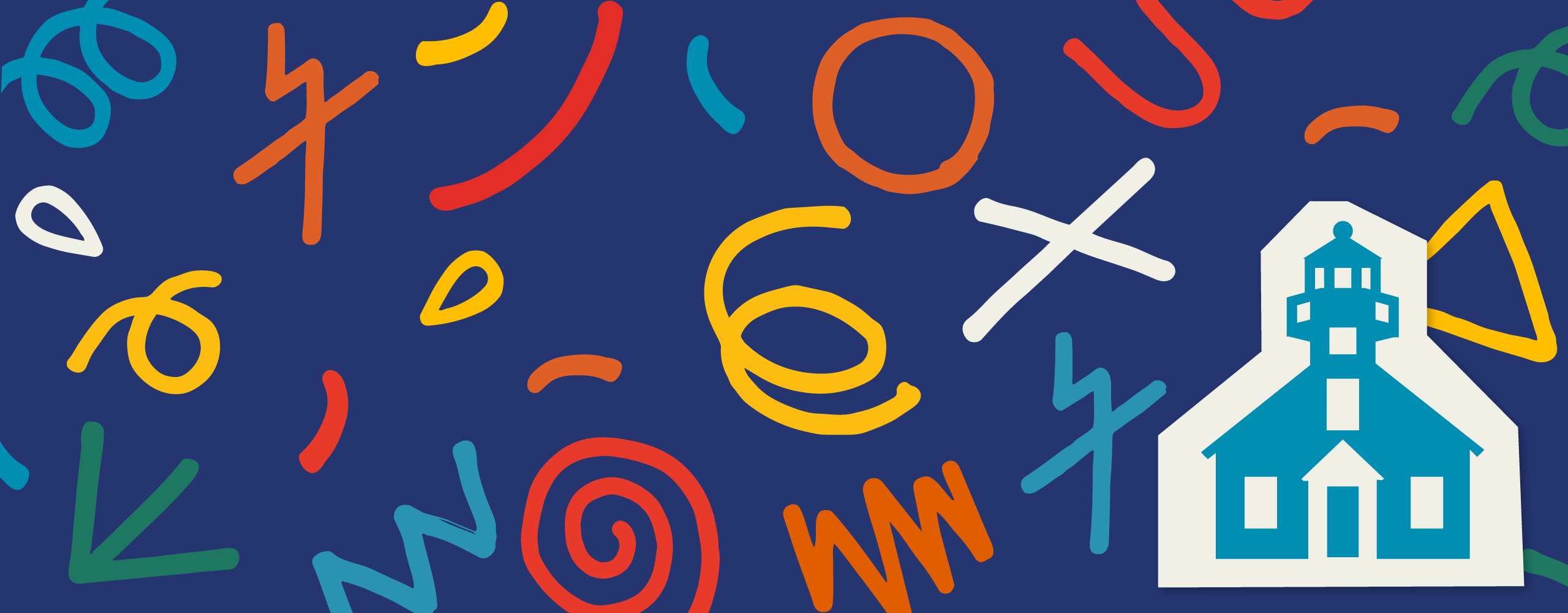 2026 Convention design image with a blue background and colorful squiggles.
