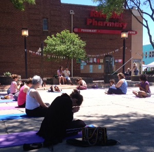 A Berkley yoga studio brought a class to the space to practice outdoors.