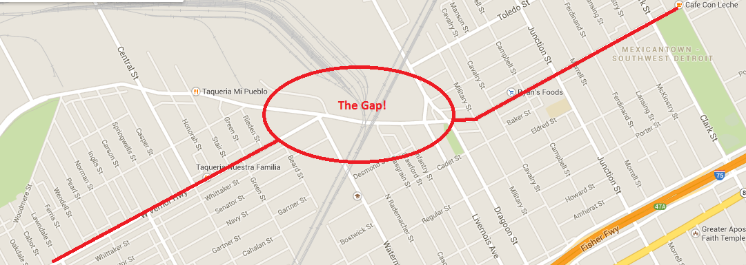 A Google map of Vernor with