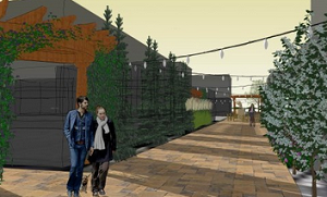 Midtown Detroit Inc's rendering of the Green Alley Project.