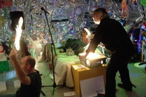 Dlectricity: Artists projecting images on a garage near the Museum of Contemporary Art Detroit