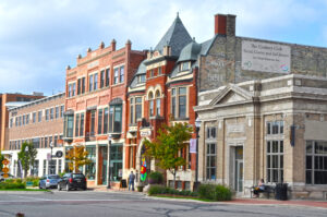 Photo of buildings in downtown Muskegon, MI